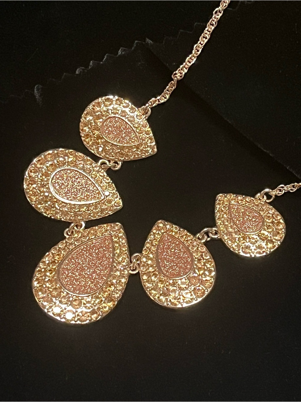 Monet Rose Gold-Tone Teardrop Statement Necklace